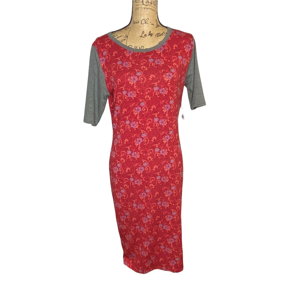 Women's Lularoe Julia Dress Size Medium Multi Color Knee‎ Length Stretch (1018)